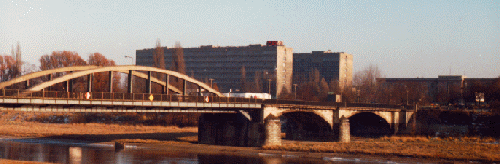 St. Roch Bridge and PUT buildings on a sunny winter day