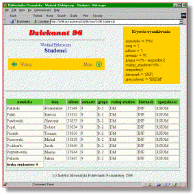 Lista studentw odczytana przez WWW